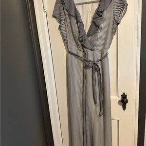 Danny & Nicole Navy and White Striped Pantsuit